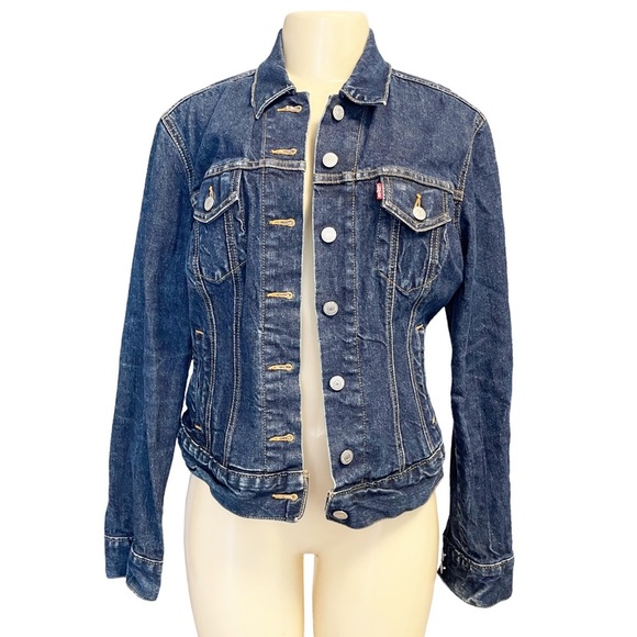 Levi’s Red Tab Jean Jacket Dark Wash Blue Stretch Denim - Picture 5 of 14